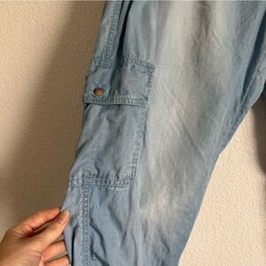 C&C California Size XL 100% Lyocell Light Wash Chambray Cargo Joggers Pants